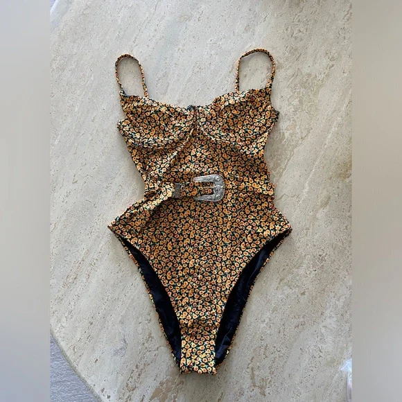 NWT Onia Danielle one piece sunflower swimsuit size small - Main Image